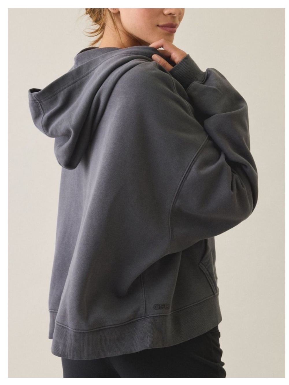 🟠NWT OUT FROM UNDER by URBAN OUTFITTERS French Terry Hoodie Sweatshirt - Dk Grey - Picture 3 of 7